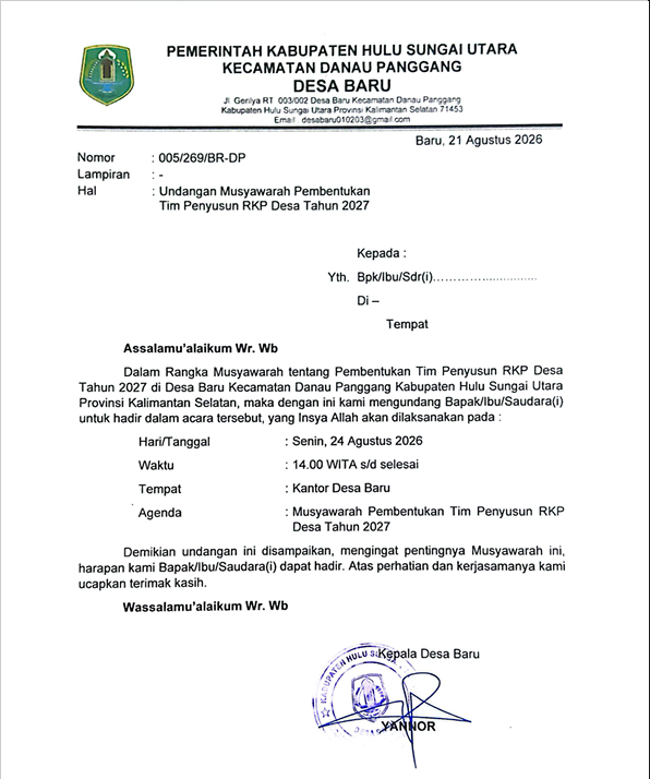 Pembentukan TIM RKP Desa Tahun Anggaran 2027