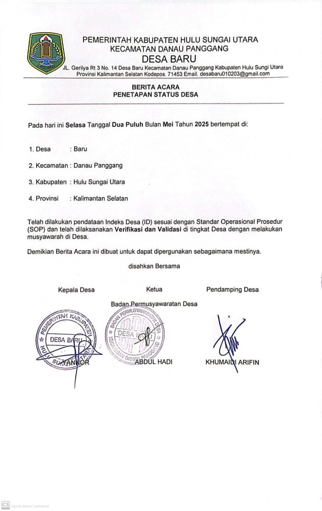 Penyerahan Berita Acara Pendataan Indeks Desa